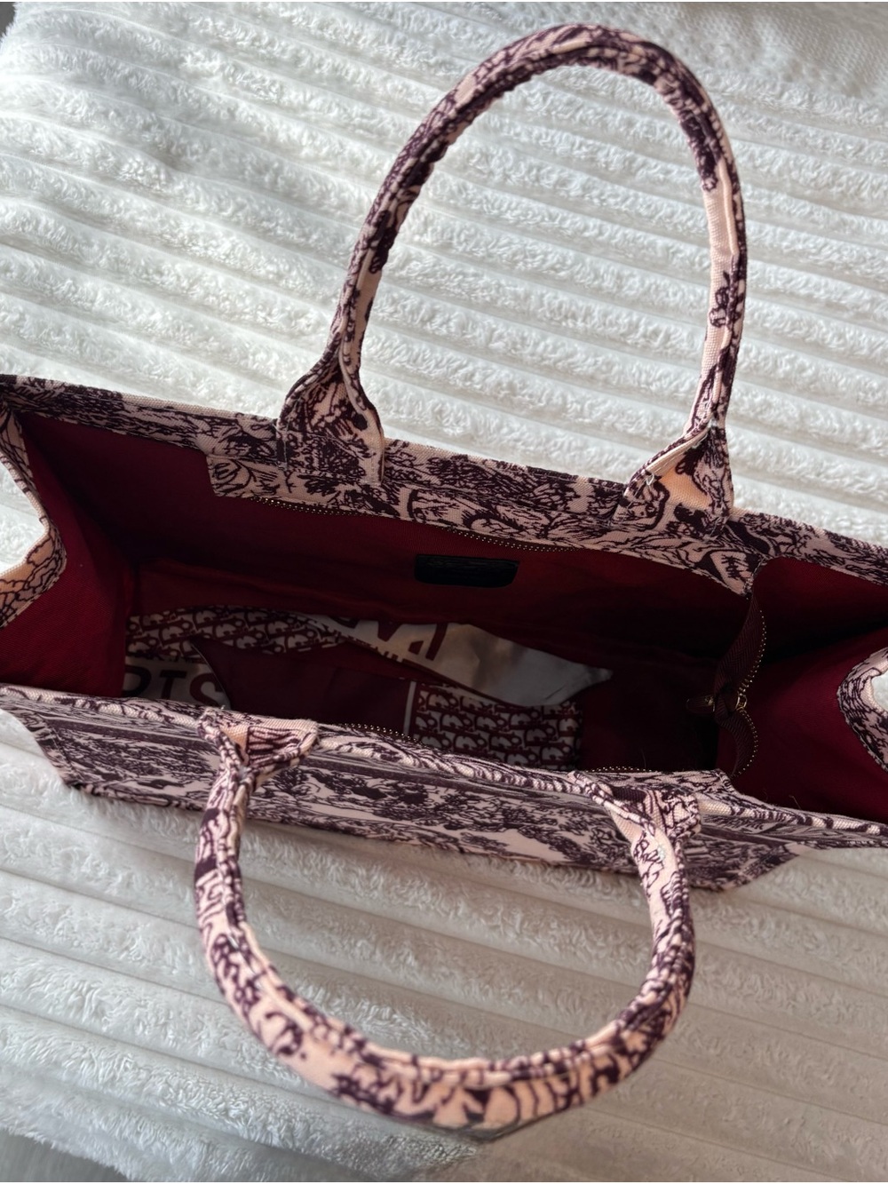 Christian Dior Pink and Black Toile de Jouy Tote Bag - Picture 2 of 2